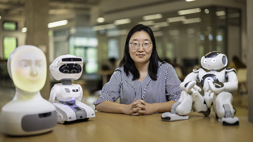 Sooyeon Jeong, robot expert and computer scientist, is making robots and AI agents more social, better listeners and more human-friendly. (Purdue University photo/Becky Robiños)