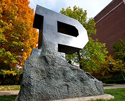 The Unfinished Block P Statue at Purdue